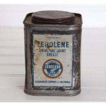 Vintage Square Zerolene Joint Grease Tin 1 lb. Can Advertising Gas Station RARE