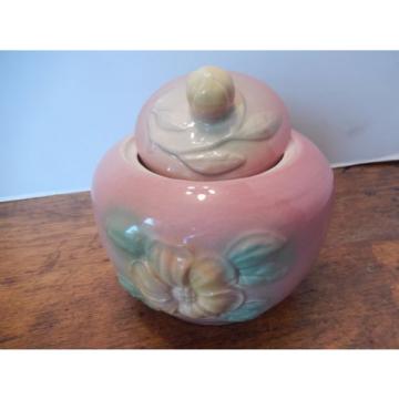 Vtg Hull Sunglow Pink Pottery Flower Yellow USA Grease Jar Pot Floral 1940&#039;s