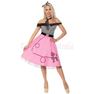 1950s 50s Grease Poodle Vintage Rock Polka Roll Dot Skirt Fancy Dress Costume