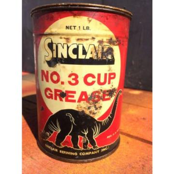 Original Sinclair Number 3 Cup Grease Can Dino Graphics 1 Lb Motor Oil Auto Car