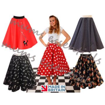 Ladies 1950&#039;s 50&#039;s GREASE Style Polka Dot 24&#034;Length Skirts VINTAGE Fancy Dress