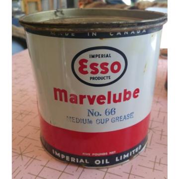 Vintage Imperial Esso Marvelube No. 66 5 lb grease can great shape oil gas 50s