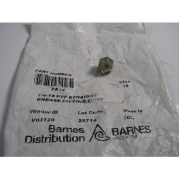 10pk Barnes 1/4&#034;-18 PTF Straight Grease Fitting ZP/DT 7576