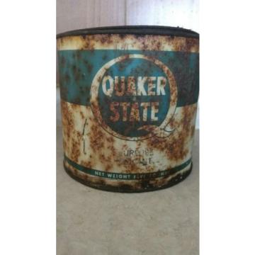 Vintage &#034;QUAKER STATE&#034; GREASE CAN - Five Pounds &#034;ALL PURPOSE LUBRICANT&#034; 1/4 left