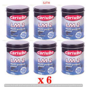 6 x Carlube LM2 Multi Purpose Lithium Grease 500g TIN High Melting Point