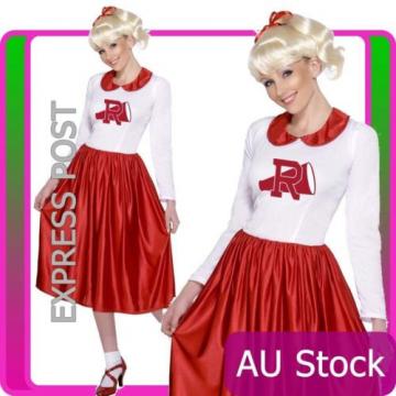 50s Grease Sandy Costume Red Rydell High Cheerleader 1950s Fancy Dress Up