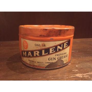 Antique Marshall Wells Co Marlene Pressure Gun Grease Tin 1lb Pound Can Vtg Oil
