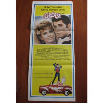 GREASE Original Australian Daybill Movie Poster John Travolta Olivia Newton-John