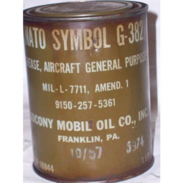 Rare Nato U. S. Military aircraft grease can Socony Mobil Oil Co. Franklin, Pa.