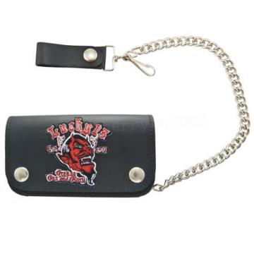 Lucky 13 Grease Gas Glory Leather Chain Wallet Kustom Rockabilly Punk Tattoo