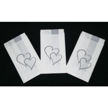 100 SILVER PRINT HEART WHITE WEDDING ANNIVERSARY CAKE BAGS GREASE PROOF GRADE