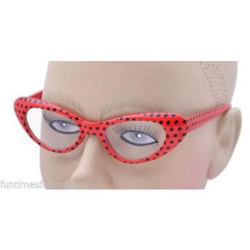Polka Dot 1950&#039;s Style Glasses 50&#039;s Rock n Roll Fancy Dress Grease 4 Colours