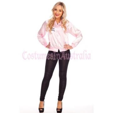 Ladies 50&#039;s 1950&#039;s Grease Pink Lady Satin Jacket Costume 50s Embroidery Letter