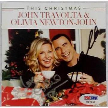 JOHN TRAVOLTA &amp; OLIVIA TON-JOHN Dual Signed This Christmas CD PSA Grease Auto