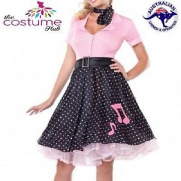 6-26 Plus Size Rock N Roll 50&#039;s Costume Polka Dot Swing Skirt Grease Rockabilly