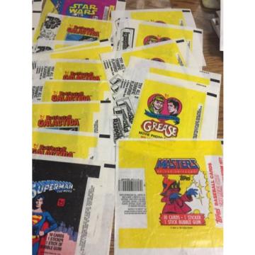 25 ASSORTED TOPPS WRAPPERS CREATURE FEATURE STAR WARS GALACTICA GREASE ETC