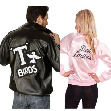 Lover Couples Retro Grease 60s PinkJacket Fancy Costume Hen