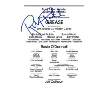 Rosie O&#039;Donnell (Signed) &#034;GREASE&#034; Sam Harris / Marcia Lewis 1994 Tryout Playbill