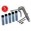 PISTOL GRIP ONE HANDED GREASE GUN WITH 5 X GREAS CARTRIDGES GREASING LUBE