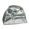 Authentic BALENCIAGA The Grease Bowling Hand Bag Silver Leather Italy VTG V01097