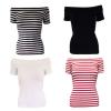 Ladies 1950s Off The Shoulder Top BARDOT / GREASE STYLE Pink Ladies UK Stripe #1 small image