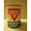 Vintage CONOCO SUPER LUBE 5lb Grease Can #1 small image