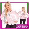 Ladies 50&#039;s 1950&#039;s Grease Pink Lady Satin Jacket Costume 50s Embroidery Letter