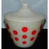 Fire King *IVORY w/RED DOTS* GREASE JAR w/LID* #1 small image