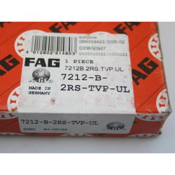FAG 7212-B-2RS-TVP-UL SINGLE ROW ANGULAR CONTACT BEARING 60 MM X ID X 110 MM OD #3 image
