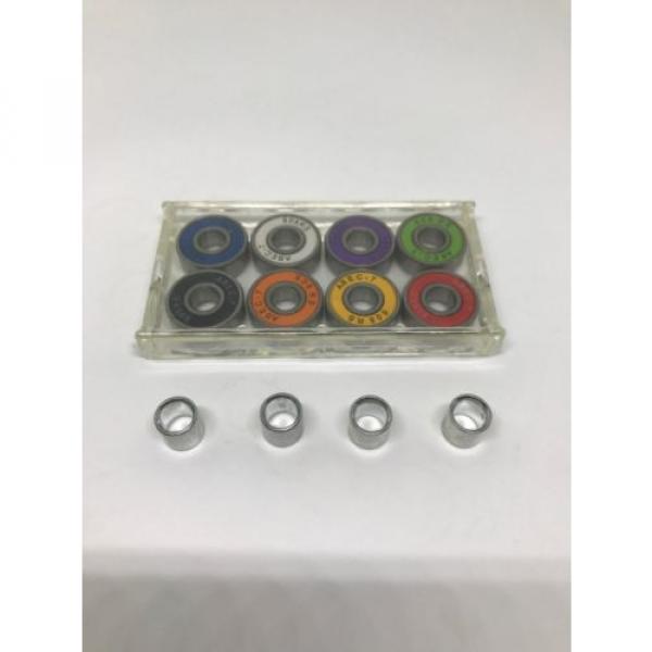 8 Pcs  smoth Skateboard pennyboard Bearings ABEC7 Multi Color with 4pcs Spacers #3 image