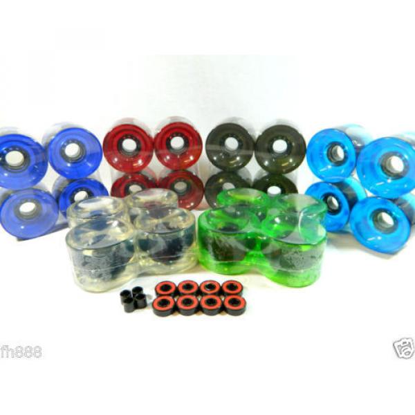 Blank 65mm Longboard Cruiser Multi Clear Color Wheels + ABEC 7 Bearing + Spacers #1 image