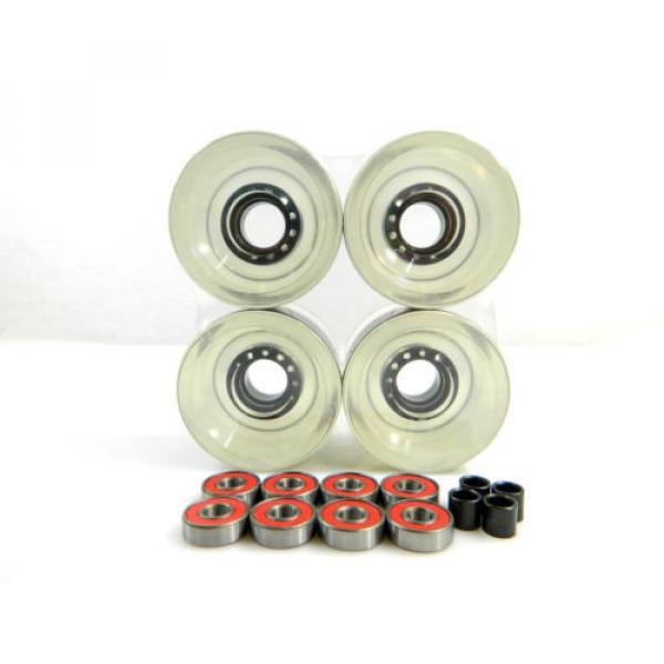 Blank 65mm Longboard Cruiser Multi Clear Color Wheels + ABEC 7 Bearing + Spacers #3 image