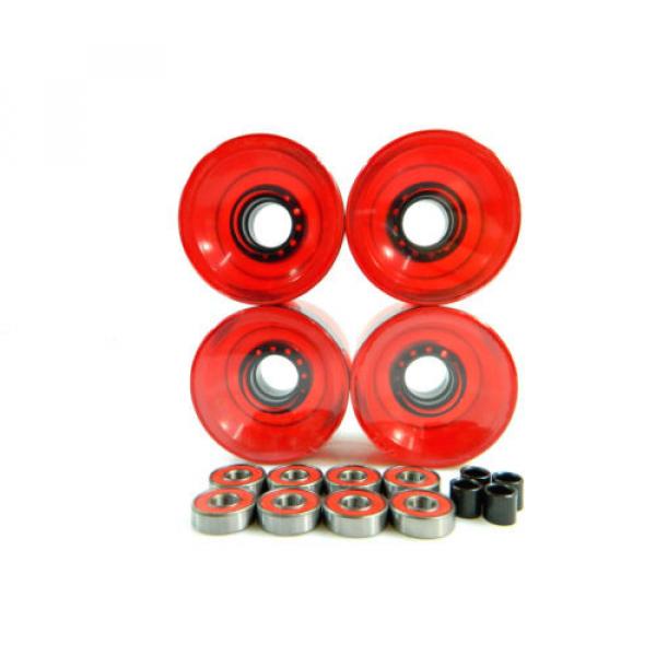 Blank 65mm Longboard Cruiser Multi Clear Color Wheels + ABEC 7 Bearing + Spacers #4 image
