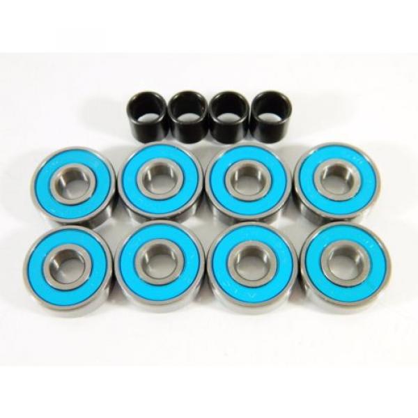 24 pack (192 pcs) Skateboard 608 Inline Multi Color ABEC 7 Bearings + 96 Spacers #1 image