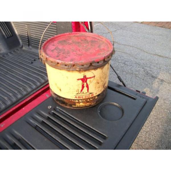 RARE 25 LB. 1961- 3 1/2 GALLON ARCHER LUBICANTS GREASE BUCKET AND LID INCLUDED #1 image