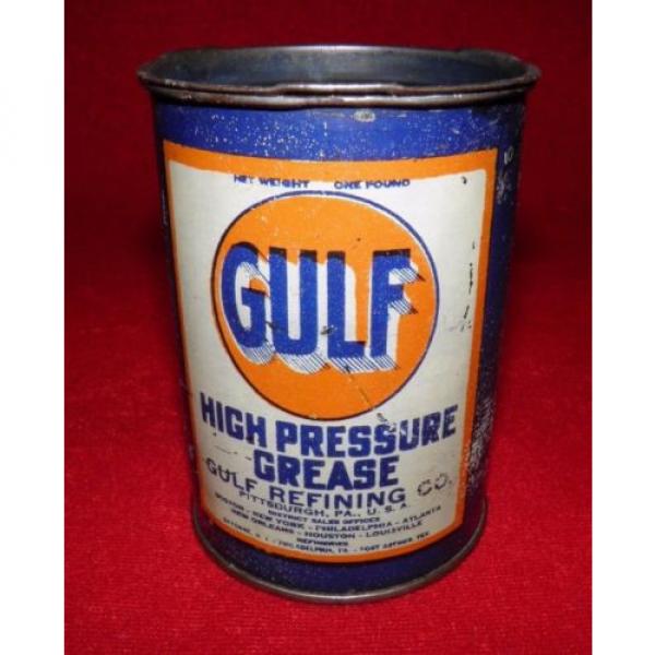 ca. 1938 GULF HIGH PRESSURE GREASE METAL CAN IN STELLAR CONDITION EMPTY #1 image