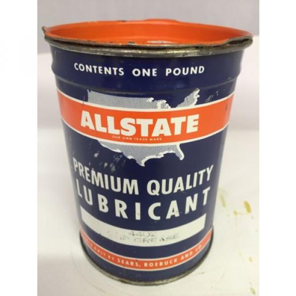 VINTAGE ADVERTISING 1 LB ALLSTATE PREMIUM QUALITY LUBRICANT GREASE CAN 879-G #1 image