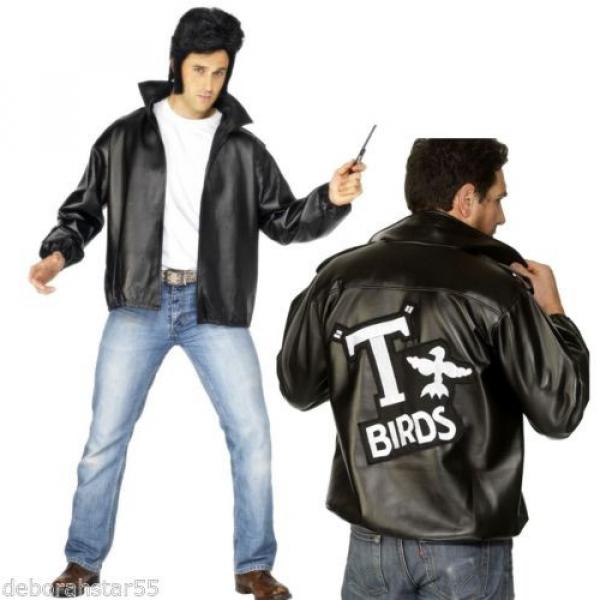 Smiffys Official Mens Grease T-Birds Fancy Dress Costume Jacket &amp; Flick Comb #1 image
