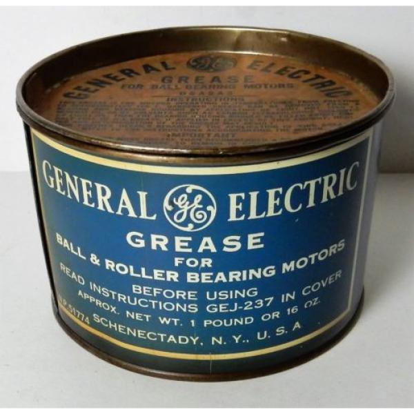 1950&#039;s GE GENERAL ELECTRIC BALL &amp; ROLLER BEARING MOTORS GREASE TIN CAN 16oz #1 image