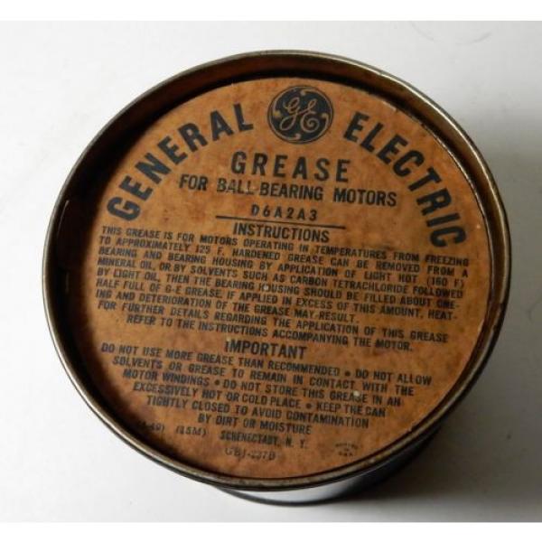 1950&#039;s GE GENERAL ELECTRIC BALL &amp; ROLLER BEARING MOTORS GREASE TIN CAN 16oz #2 image
