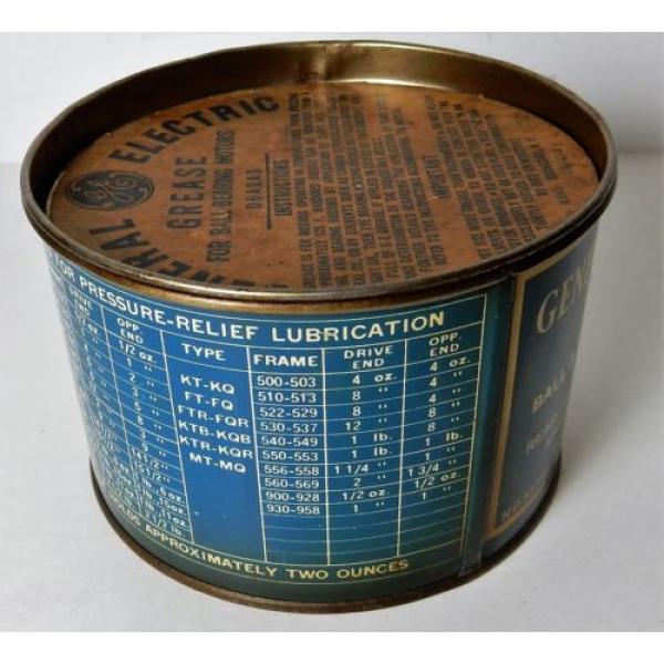 1950&#039;s GE GENERAL ELECTRIC BALL &amp; ROLLER BEARING MOTORS GREASE TIN CAN 16oz #3 image