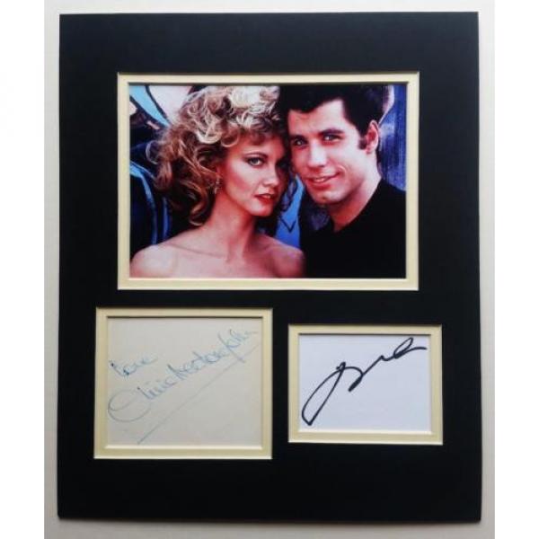 Olivia Newton-John &amp; John Travolta Signed Grease Photo Mount AFTAL Autograph + #1 image