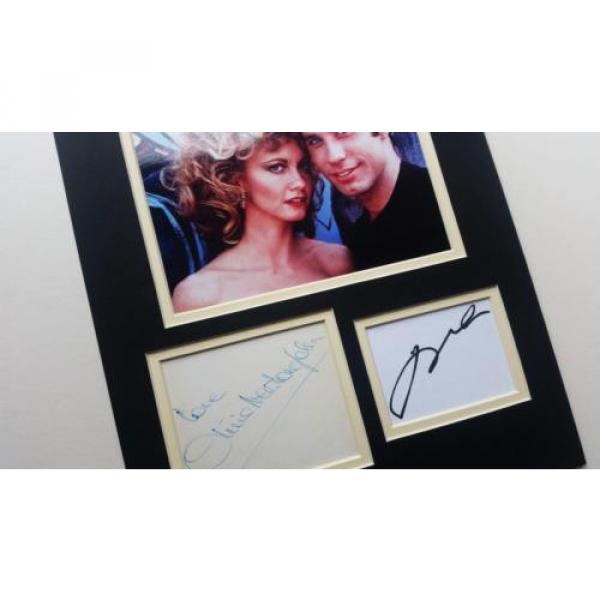 Olivia Newton-John &amp; John Travolta Signed Grease Photo Mount AFTAL Autograph + #5 image
