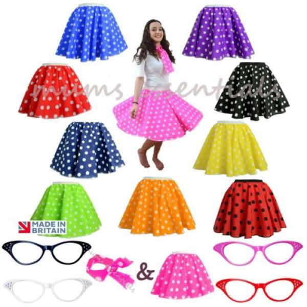 21&#034; ROCK AND ROLL POLKA DOT SKIRT 1950S GREASE JIVE LADIES FANCY DRESS COSTUME #1 image