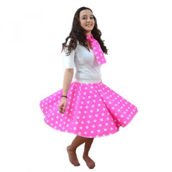 21&#034; ROCK AND ROLL POLKA DOT SKIRT 1950S GREASE JIVE LADIES FANCY DRESS COSTUME #2 image
