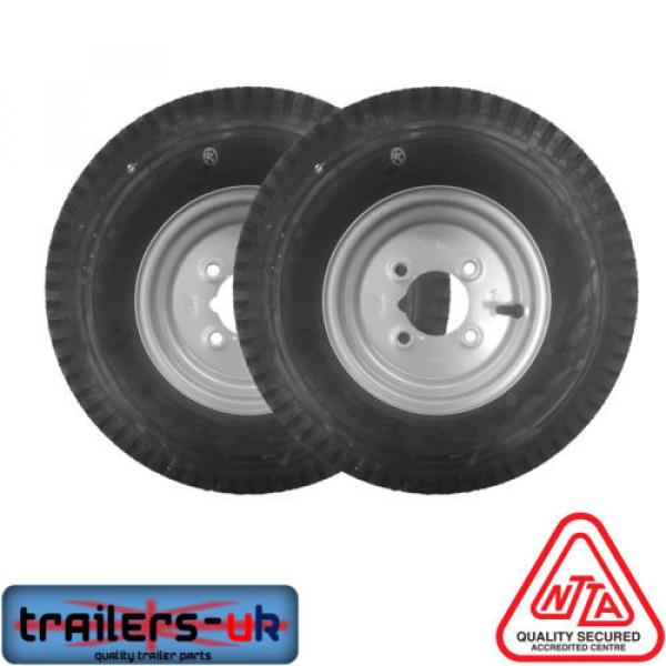 2 x Trailer Wheels Complete 480/400 x 8&#034; 4/4 PCD 4 Ply with grease nipple #1 image