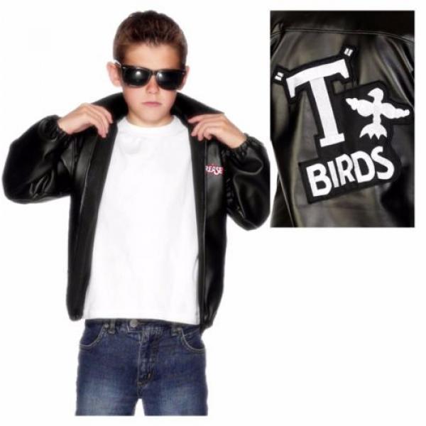 Boys Grease T Birds 50s Jacket Fancy Dress Costume New age 7-9 10-12 Official #1 image