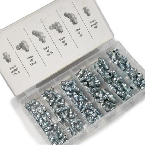 110pc SAE Hydraulic Grease Zerk Zirk Fitting Assortment Straigt 90 120 Degree #1 image