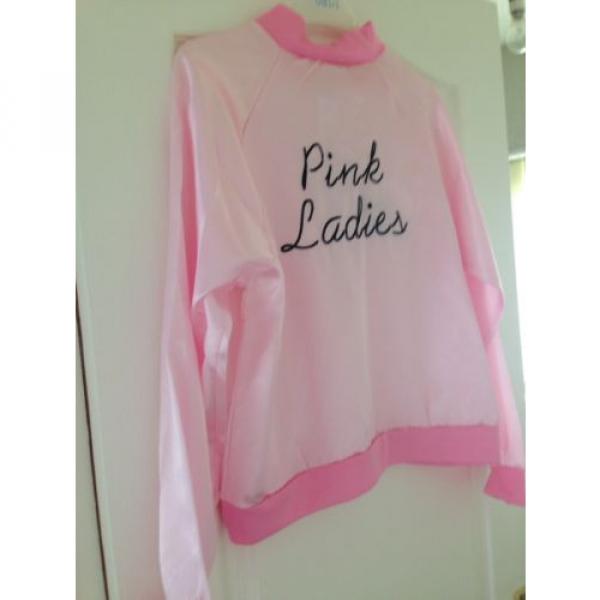 Pink Ladies Grease Fancy Dress Including Jacket, Neckerchief, Glasses And Badge #1 image