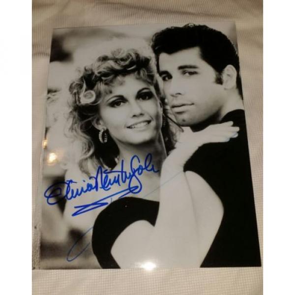 Signed 8 x 10 black and white photo Grease Olivia Newton John and John Travolta. #1 image